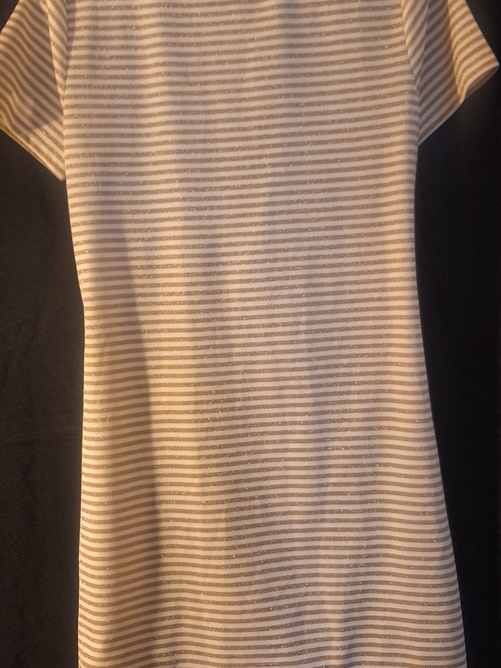 Michael Kors Metallic Gold and White Striped Short Sleeve Dress - Picture 5 of 6